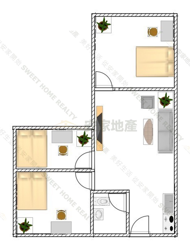 曉陽商圈三房美廈房屋室內格局與周邊環境
