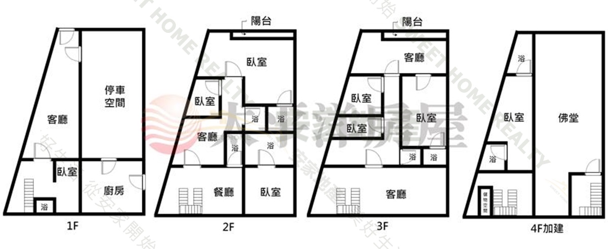 近文德宮邊間大坪數美透天房屋室內格局與周邊環境