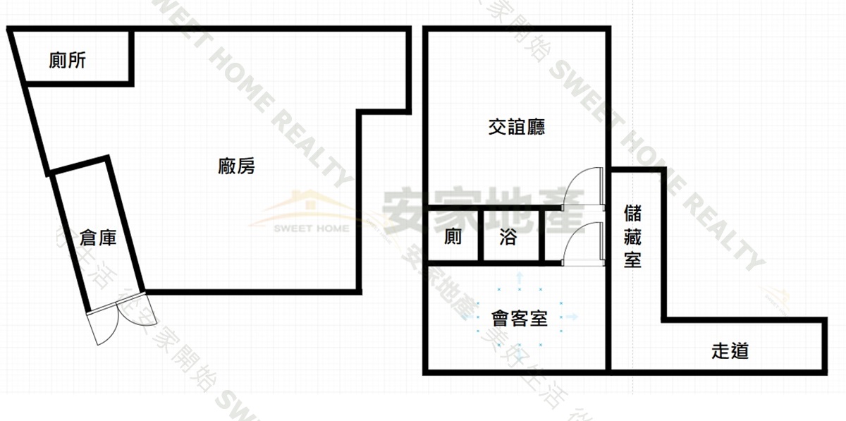 國道一號中清交流道旁都內特登廠房屋室內格局與周邊環境